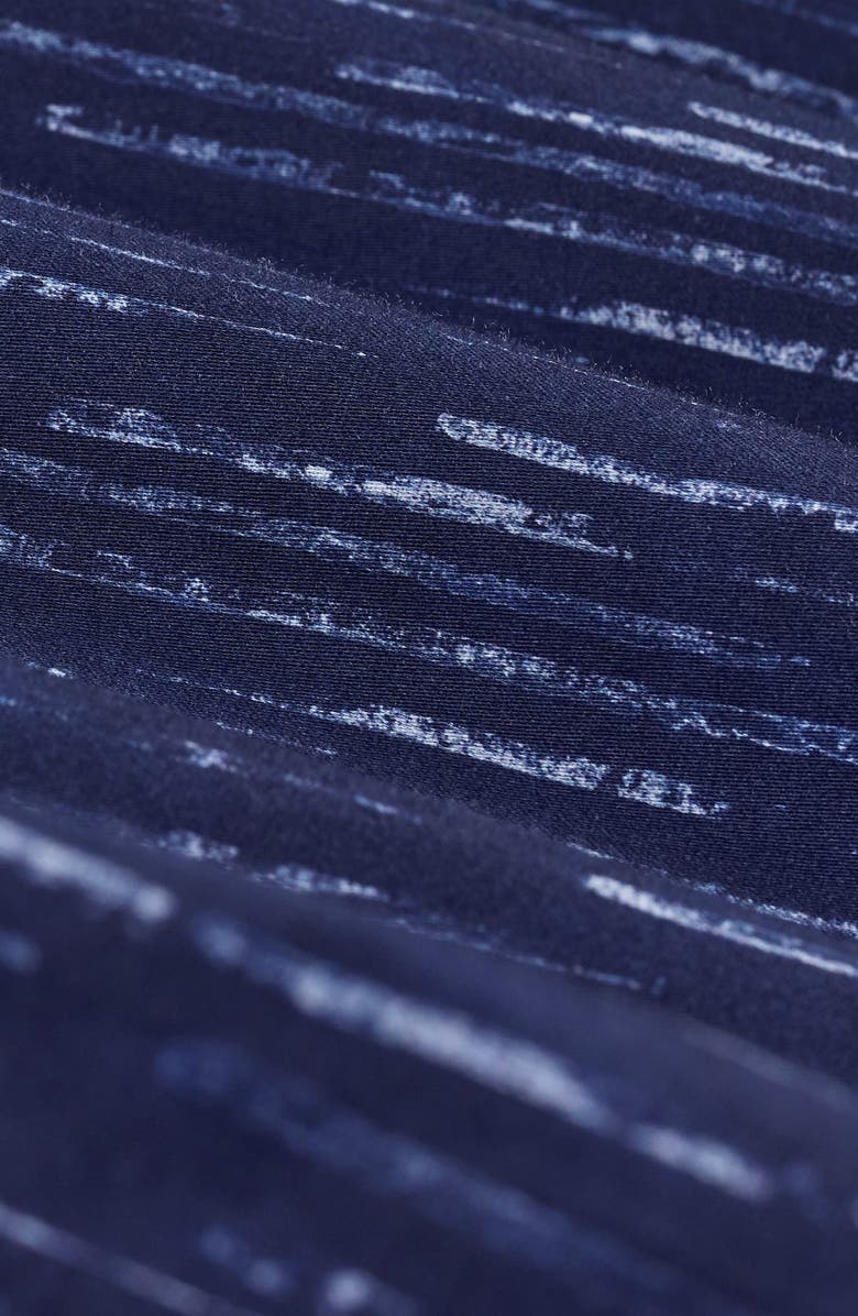 Bugatchi Axel Shaped Fit Chalk Stripe Stretch Cotton Button-Up Shirt, Alternate, color, Navy