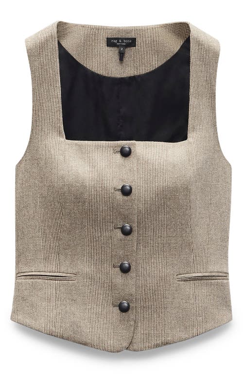 Rag & Bone Mariana Glen Plaid Stretch Wool Vest In Camel Plaid