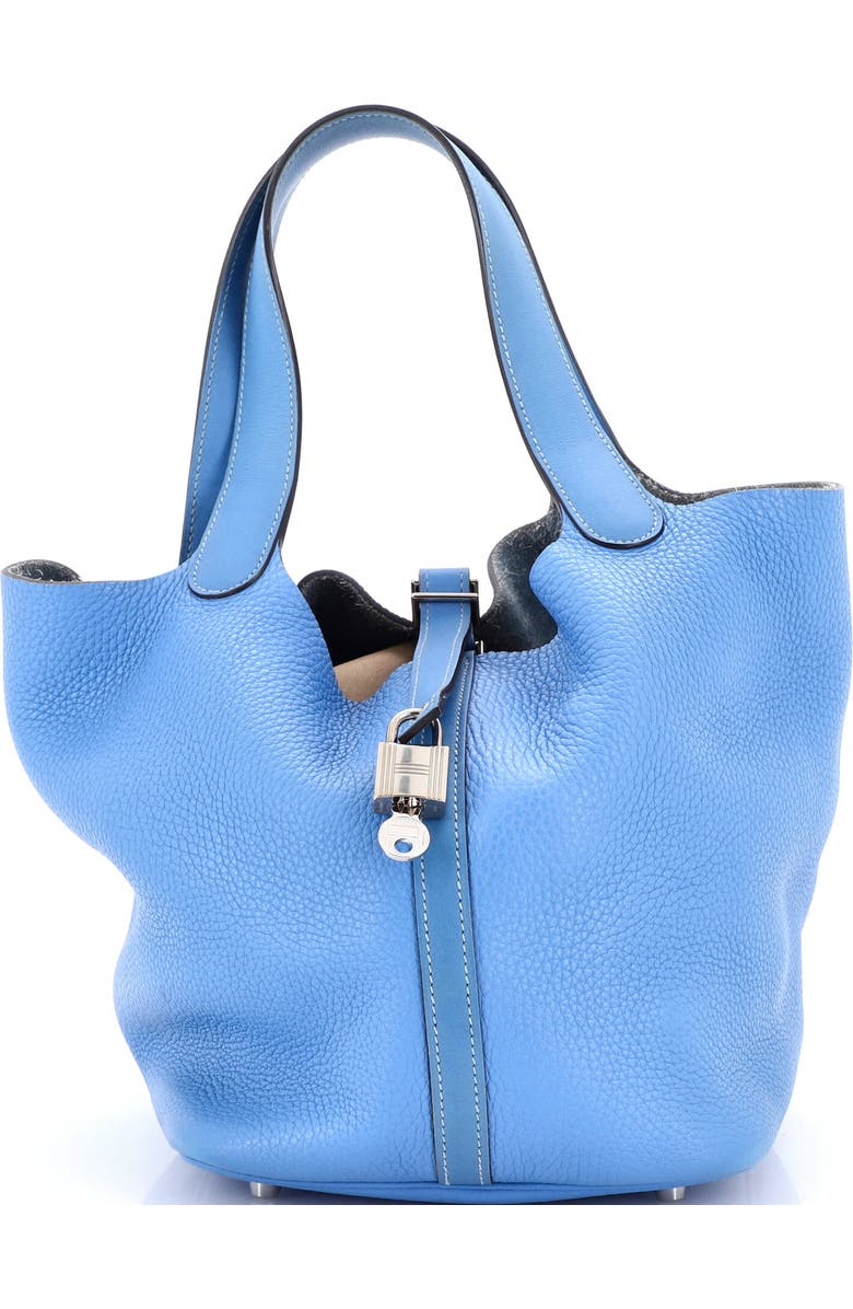 Pre-Owned Hermes Picotin Lock Bag Clemence MM, Main, color, Bleu Paradis