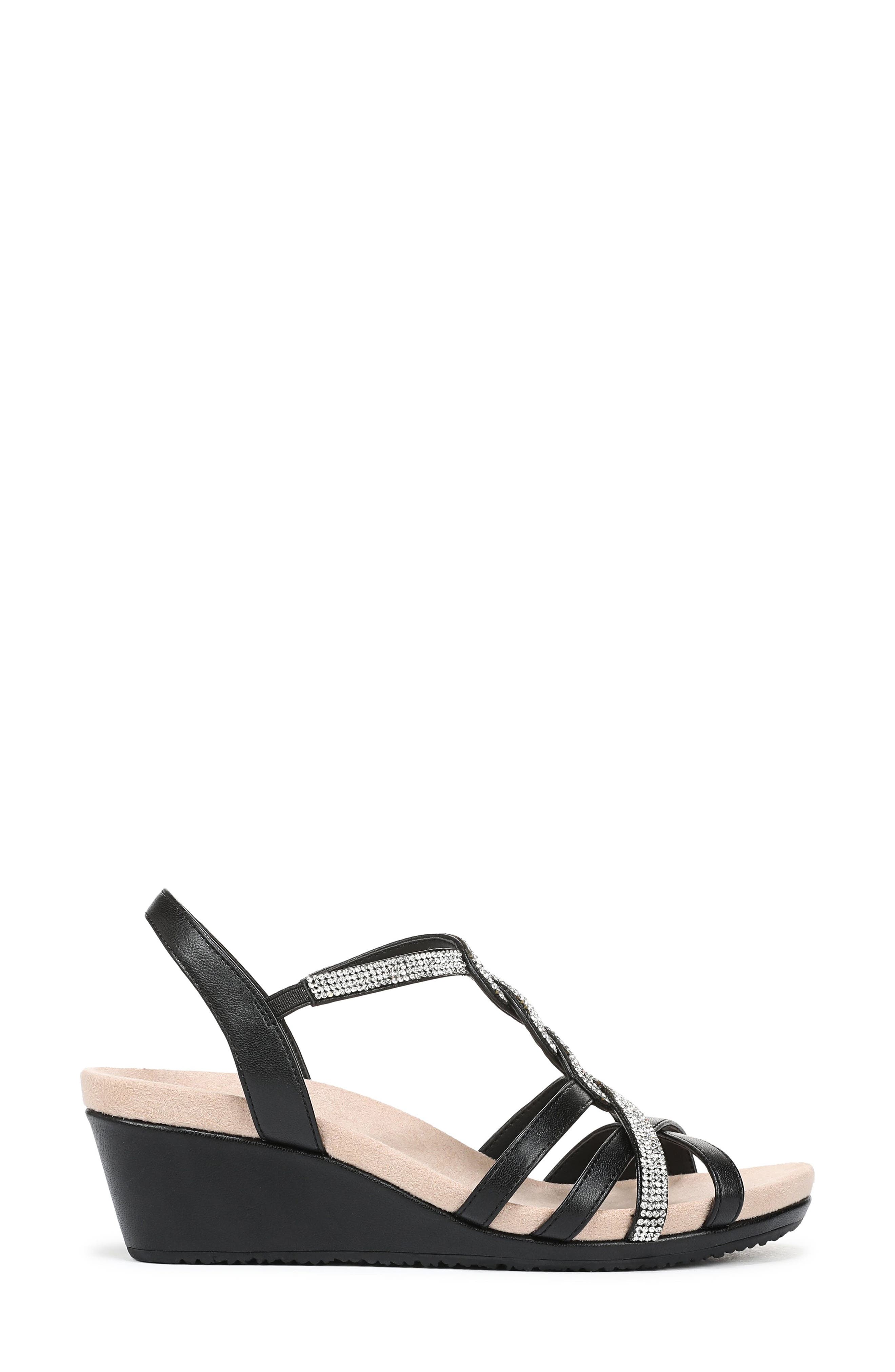LifeStride Miami Slingback Wedge Sandal, Alternate, color, Black
