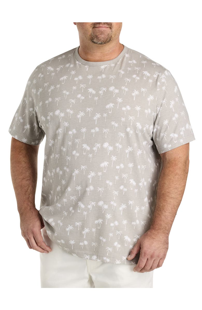 Harbor Bay by DXL Big & Tall Moisture-Wicking Palm Print T-Shirt, Main, color, Drizzle
