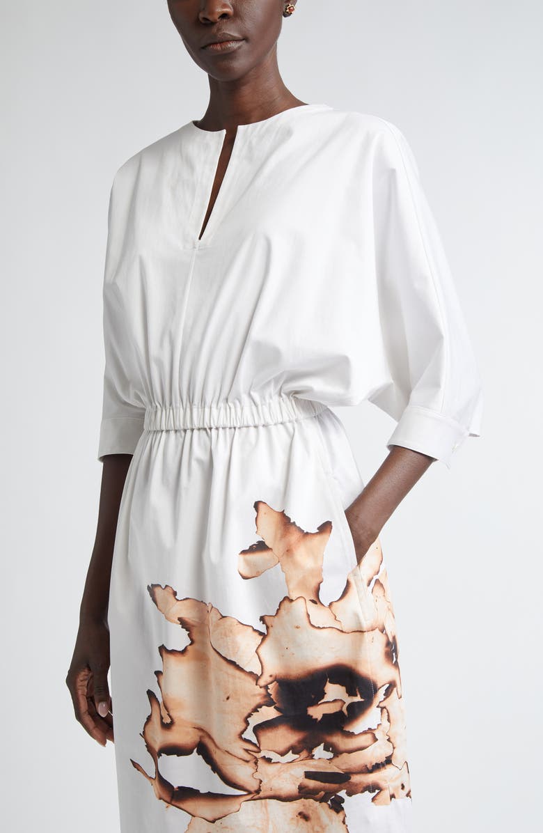 Jason Wu Collection Floral Print Dolman Sleeve Dress, Alternate, color, Chalk / Sand Multi