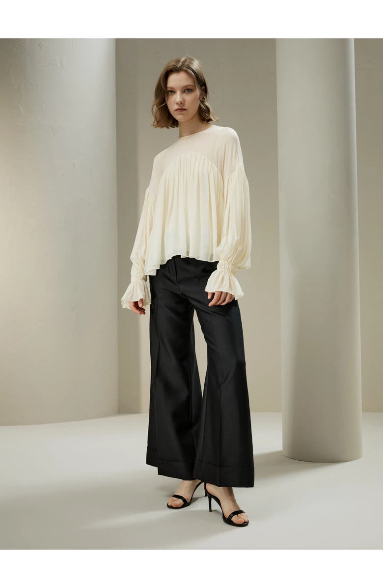 Lilysilk Sheer-shoulder Ruffle Shirt, Alternate, color, 