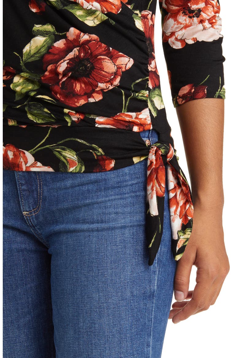 Faux Tie Wrap Top, Alternate, color, BLACK/ RUST