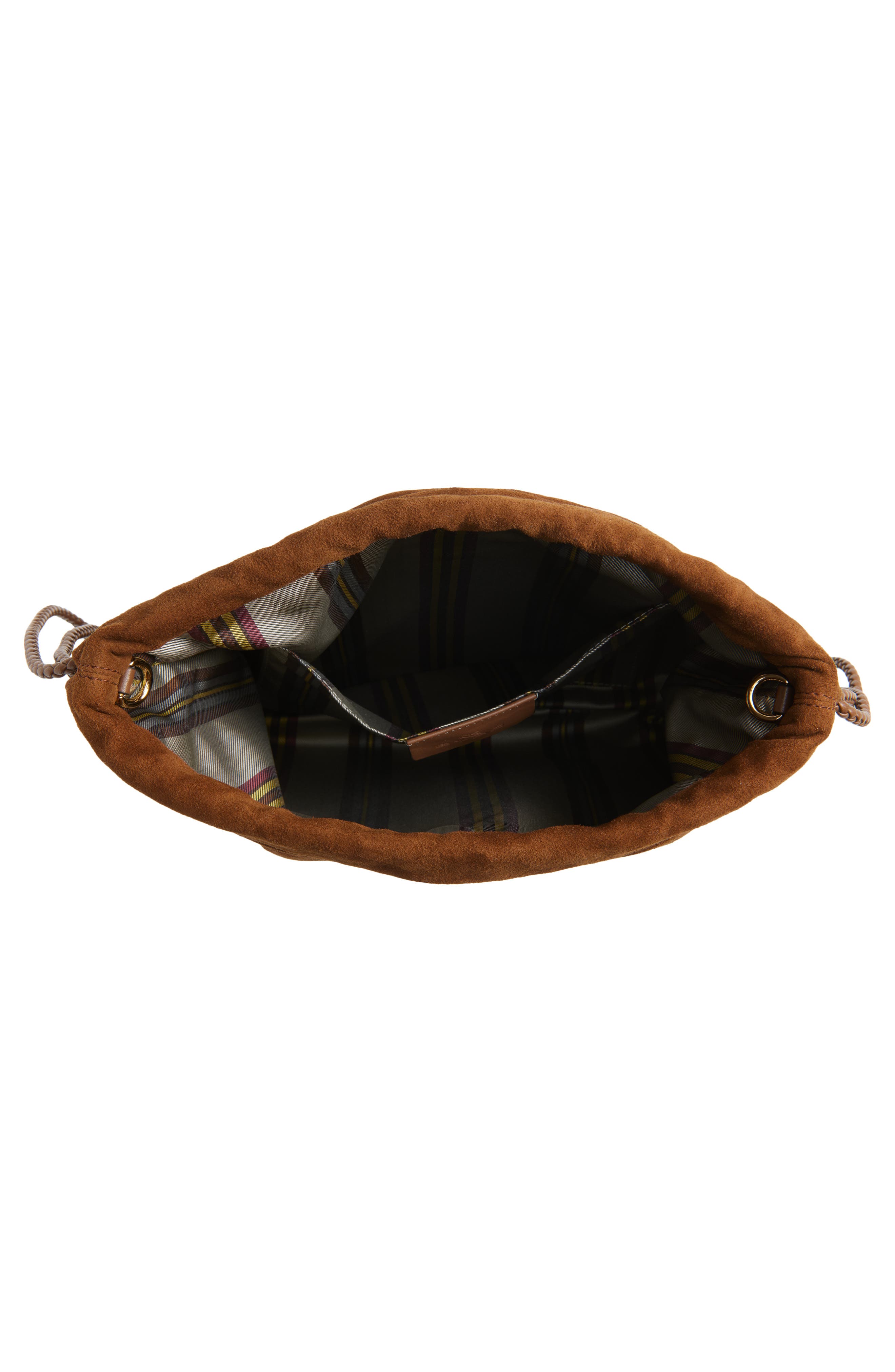 Etro Kalispera Stud & Fringe Suede Shoulder Bag, Alternate, color, Brown