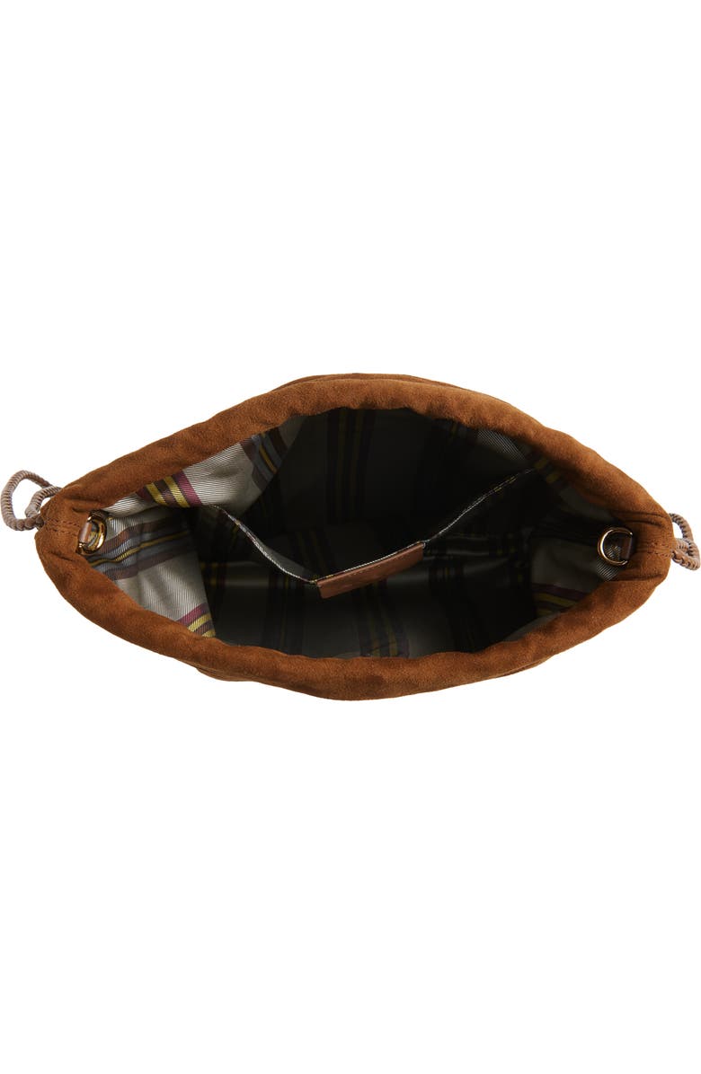 Etro Kalispera Stud & Fringe Suede Shoulder Bag, Alternate, color, Brown