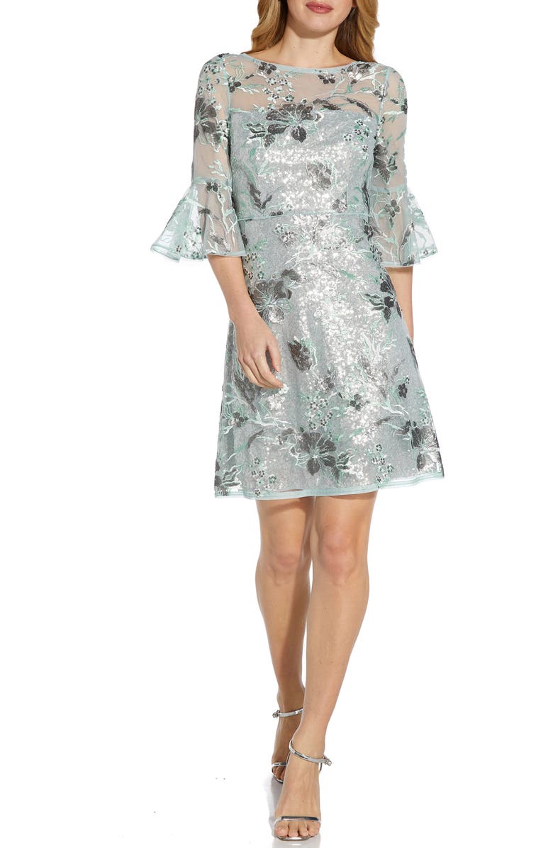 Adrianna Papell Embroidered Sequin Cocktail Dress, Main, color, 