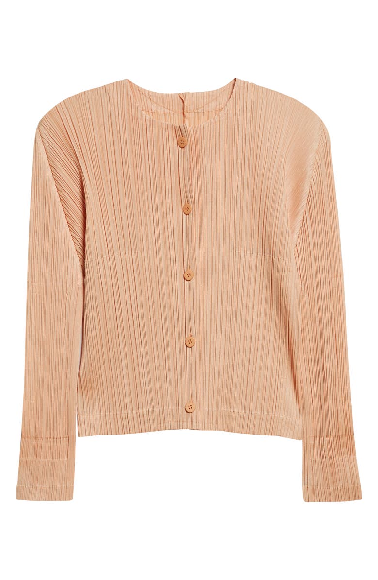 Pleats Please Issey Miyake Monthly Colors August Pleated Cardigan, Alternate, color, Coral Orange