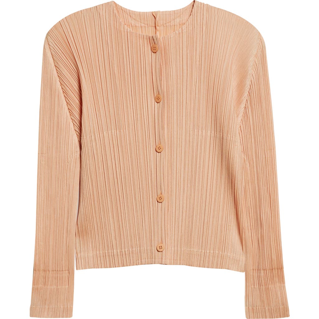 Issey Miyake Pleats Please Monthly Colors August Pleated Cardigan In Neutral