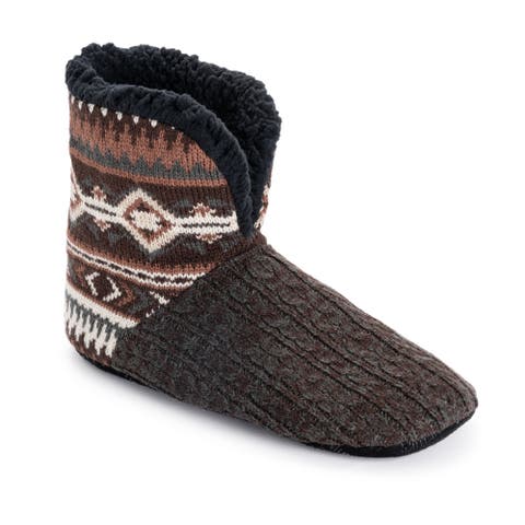 Muk Luks Men's Fold Over Cuff Bootie Slippers