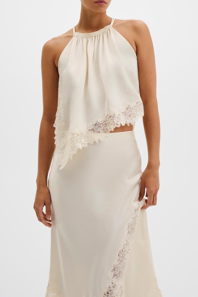 Madina Asymmetric Lace Hem Top, Alternate, color, Pearl