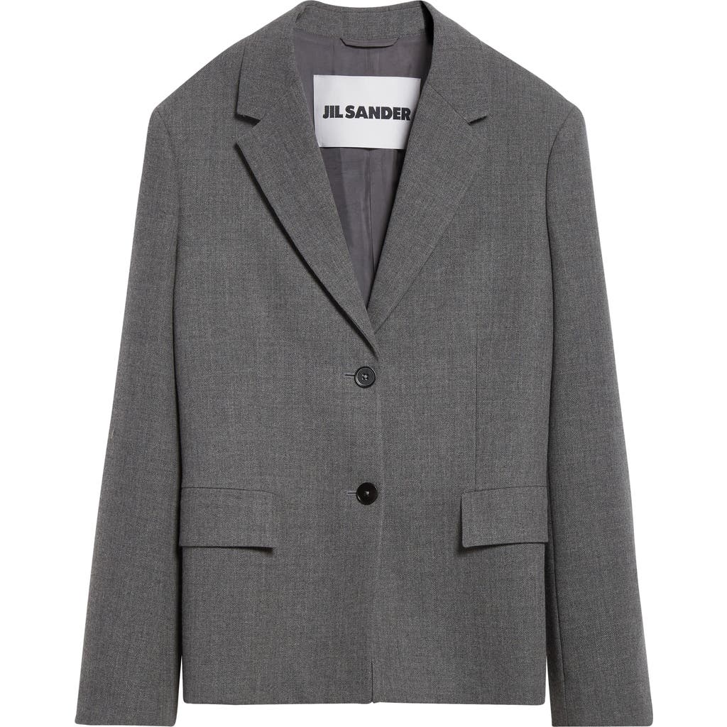Jil Sander Short Tailored Wool Blazer In Gray