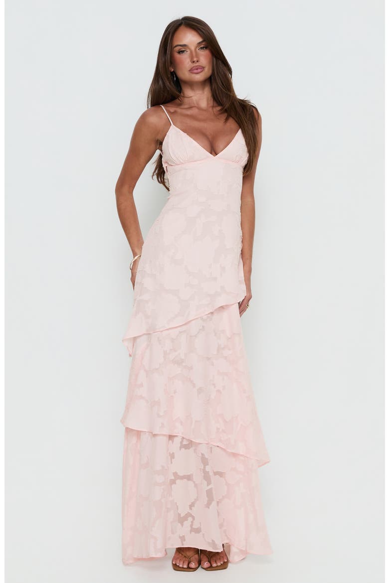 Lyricah Floral Burnout Tiered Gown, Alternate, color, PINK