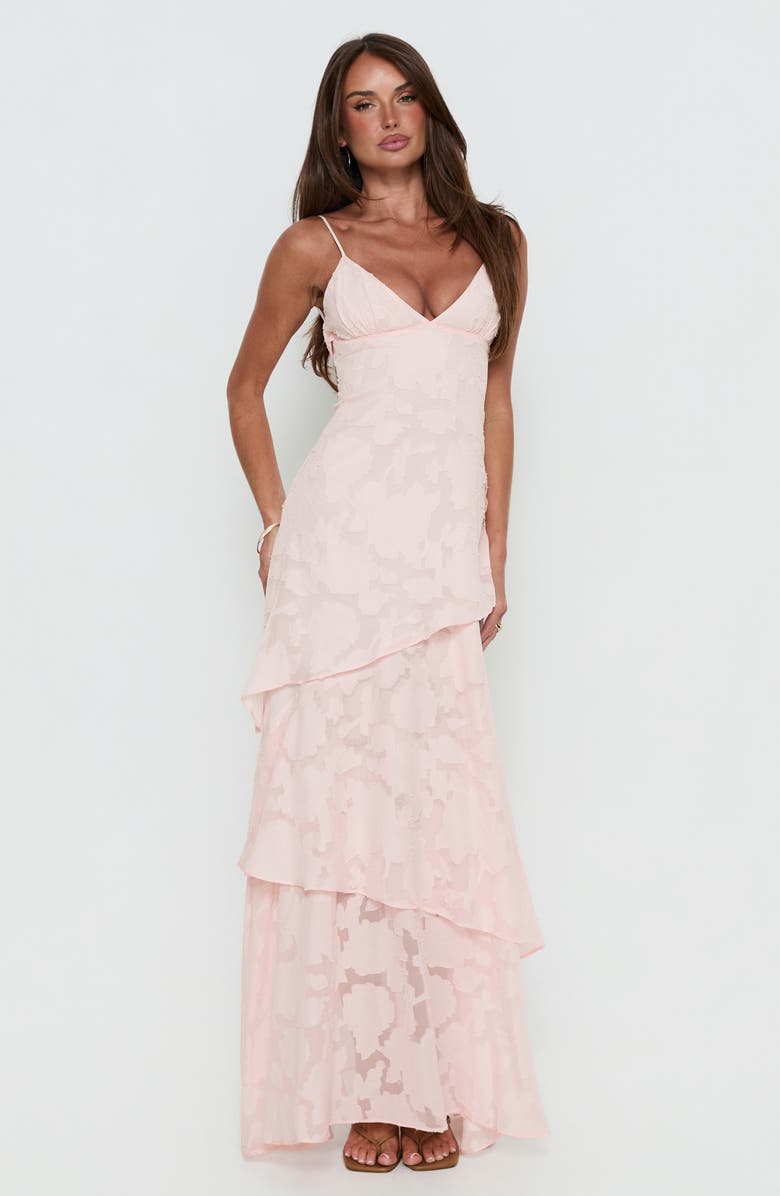 Princess Polly Lyricah Floral Burnout Tiered Gown, Alternate, color,