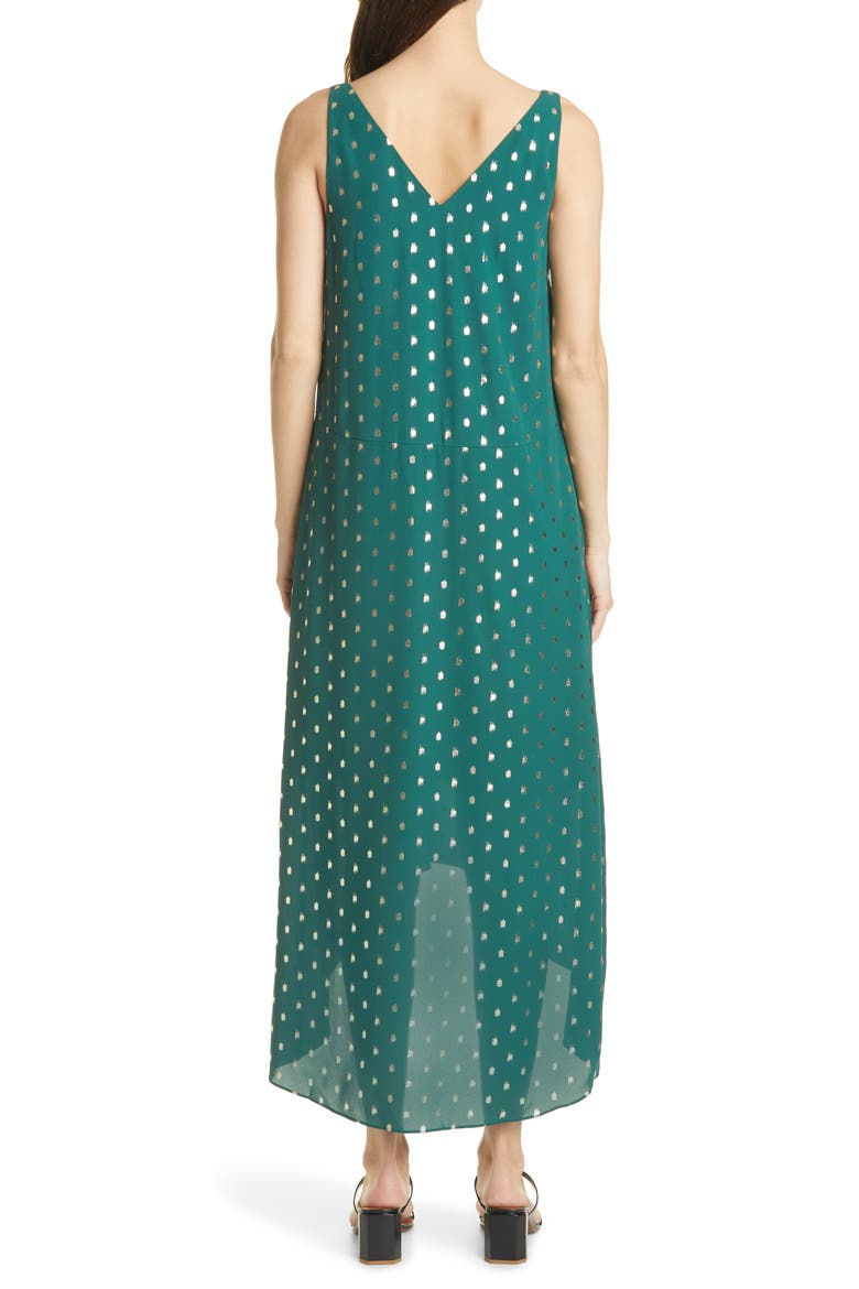 Cami Metallic Dot Sleeveless High/Low Shift Dress, Alternate, color, GREEN