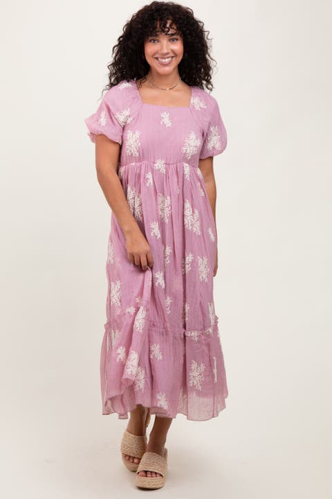 Floral Print Ruffle Hem Midi Dress