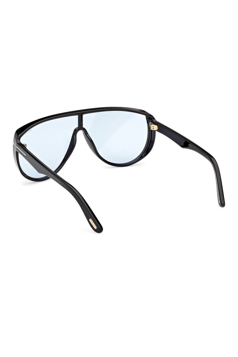 Achilles 138mm Shield Sunglasses, Alternate, color, SHINY BLACK / BLUE