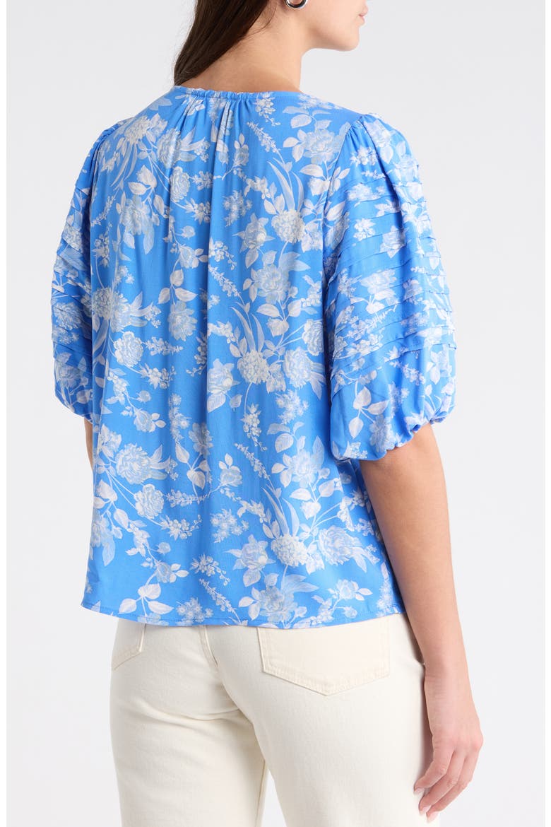 Odella Floral Print Top, Alternate, color, BLUE-WHITE
