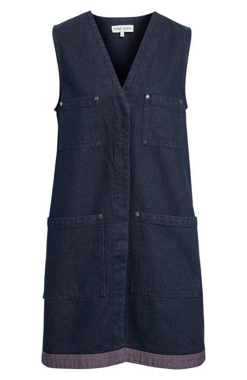 Stine Goya Contrast Hem Denim Dress In Blue