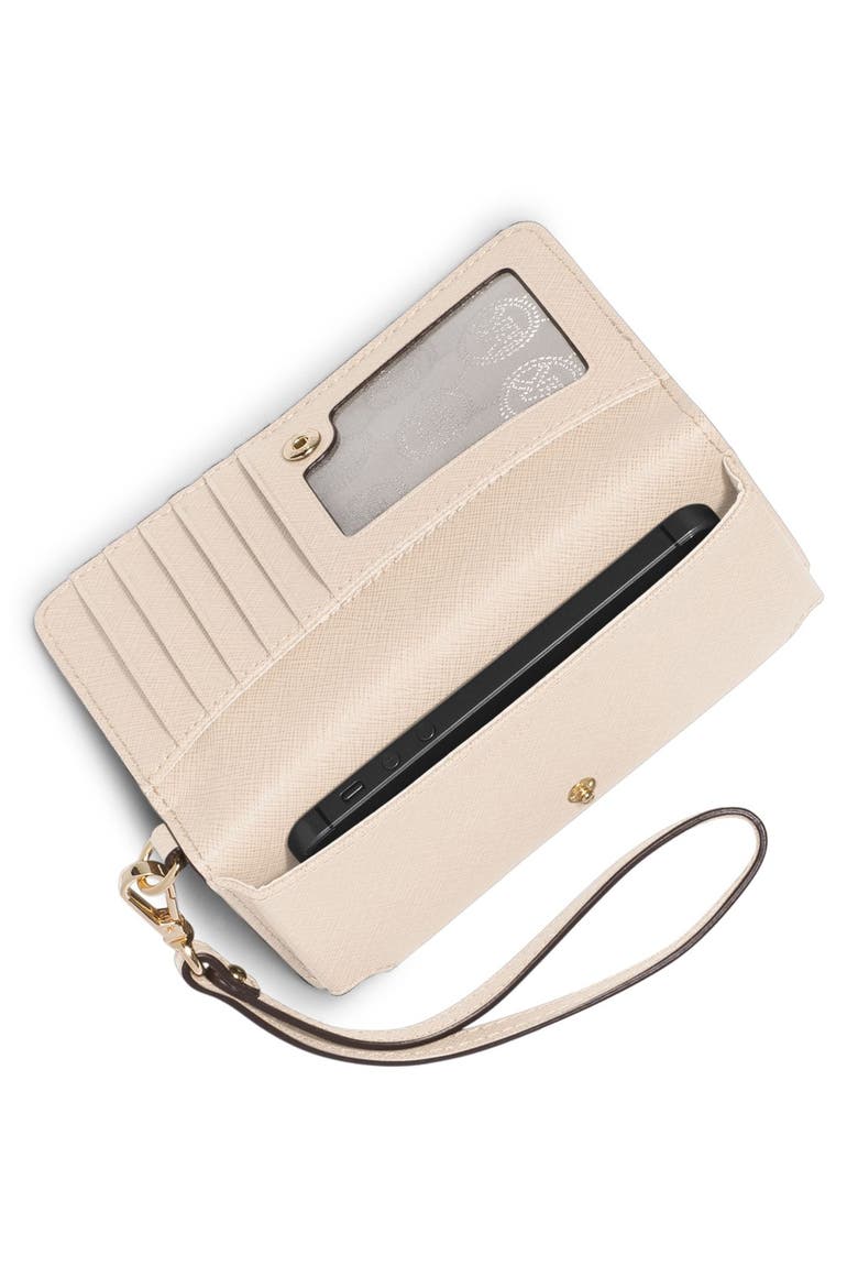 Saffiano Leather Tech Wristlet, Alternate, color, ECRU