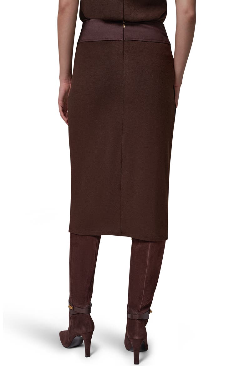 Mixed Media Twist Detail Midi Skirt, Alternate, color, ESPRESSO