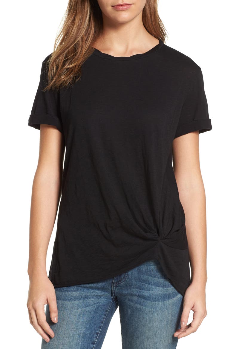 Knotted Tee, Main, color, BLACK