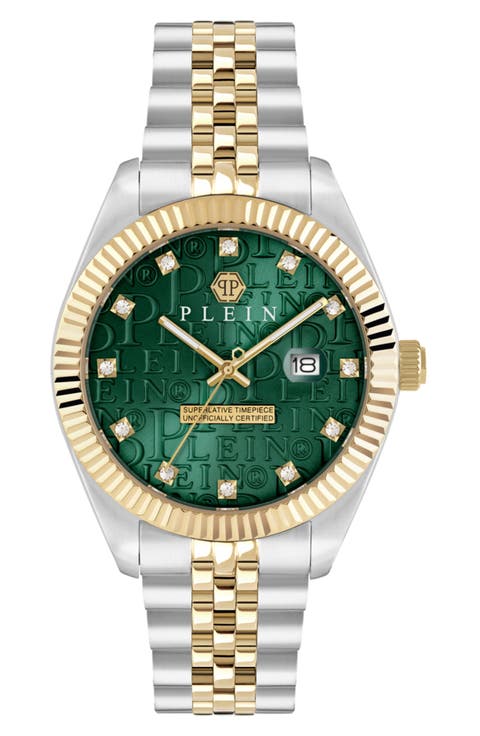 Date Superlative Two Tone Bracelet Watch, 41mm