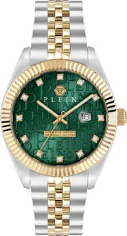 PHILIPP PLEIN Date Superlative Two Tone Bracelet Watch, 41mm