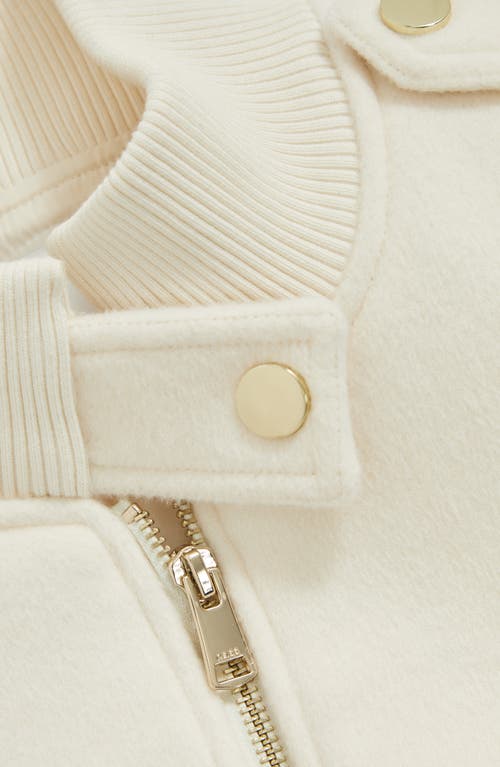 Reiss Cream Brushed Wool Epaulette Bomber Jacket In Multi