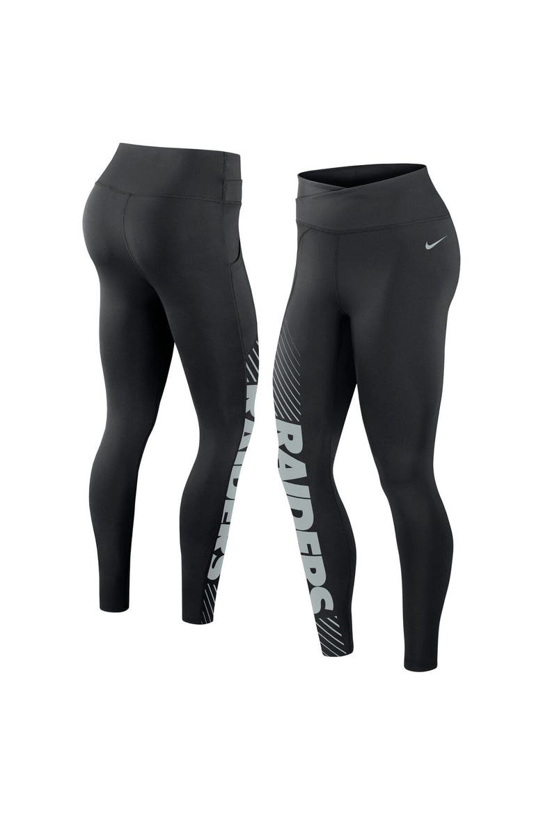 Women's Nike Black Las Vegas Raiders Yard Line Crossover Leggings, Main, color, Black