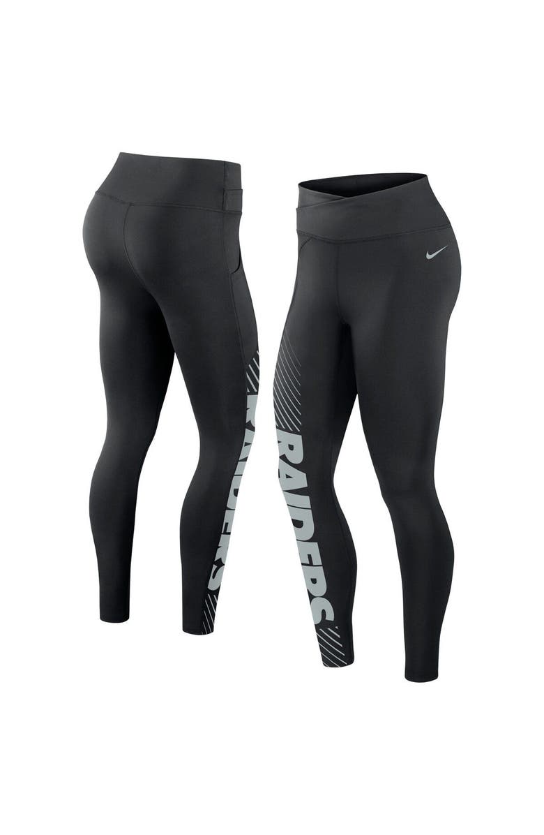 Nike Women's Nike Black Las Vegas Raiders Yard Line Crossover Leggings, Main, color, Black