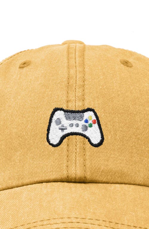 Dalix Game Controller Embroidered Hat In Washed Gold