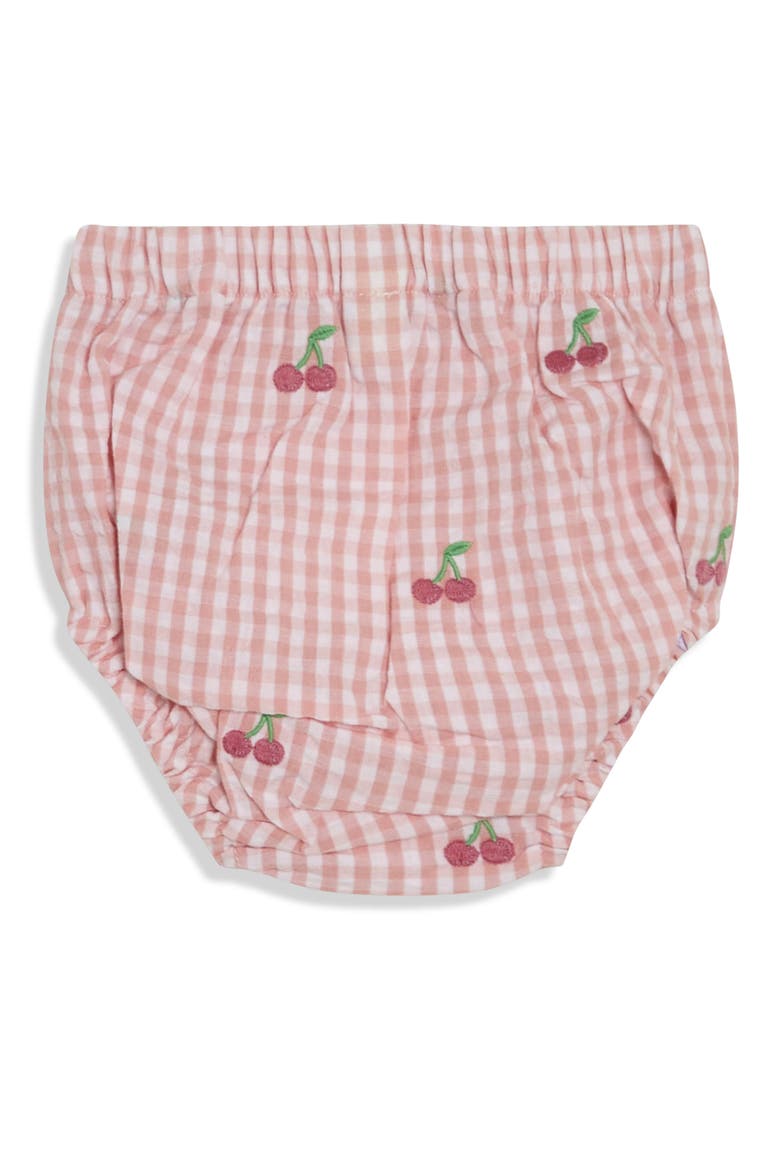 Cherry Embroidered Gingham Dress, Bloomers & Bucket Hat Set, Alternate, color, PINK