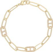 Adornia Cubic Zirconia Anchor Link Paperclip Chain Bracelet