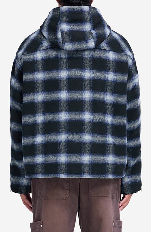 Represent Mens Midnight Navy Check-pattern Hooded Flannel Jacket In Midnight Navy