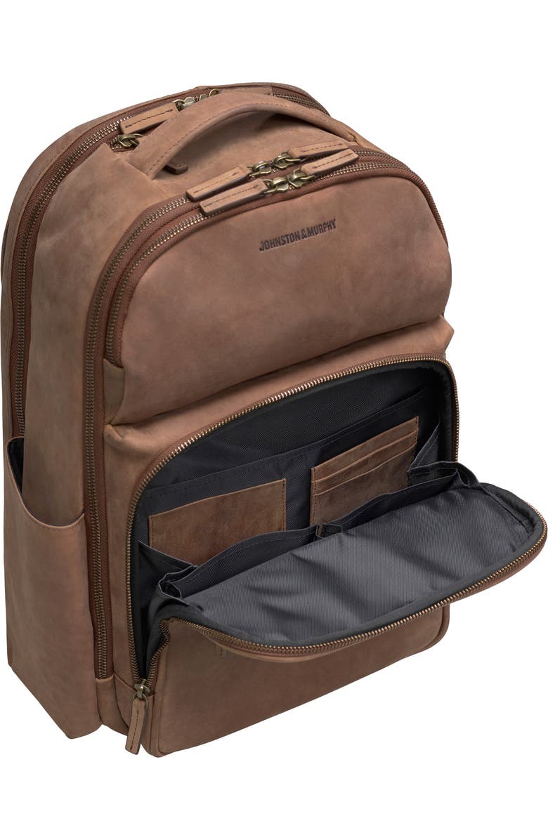 Johnston & Murphy Leather Backpack, Alternate, color,