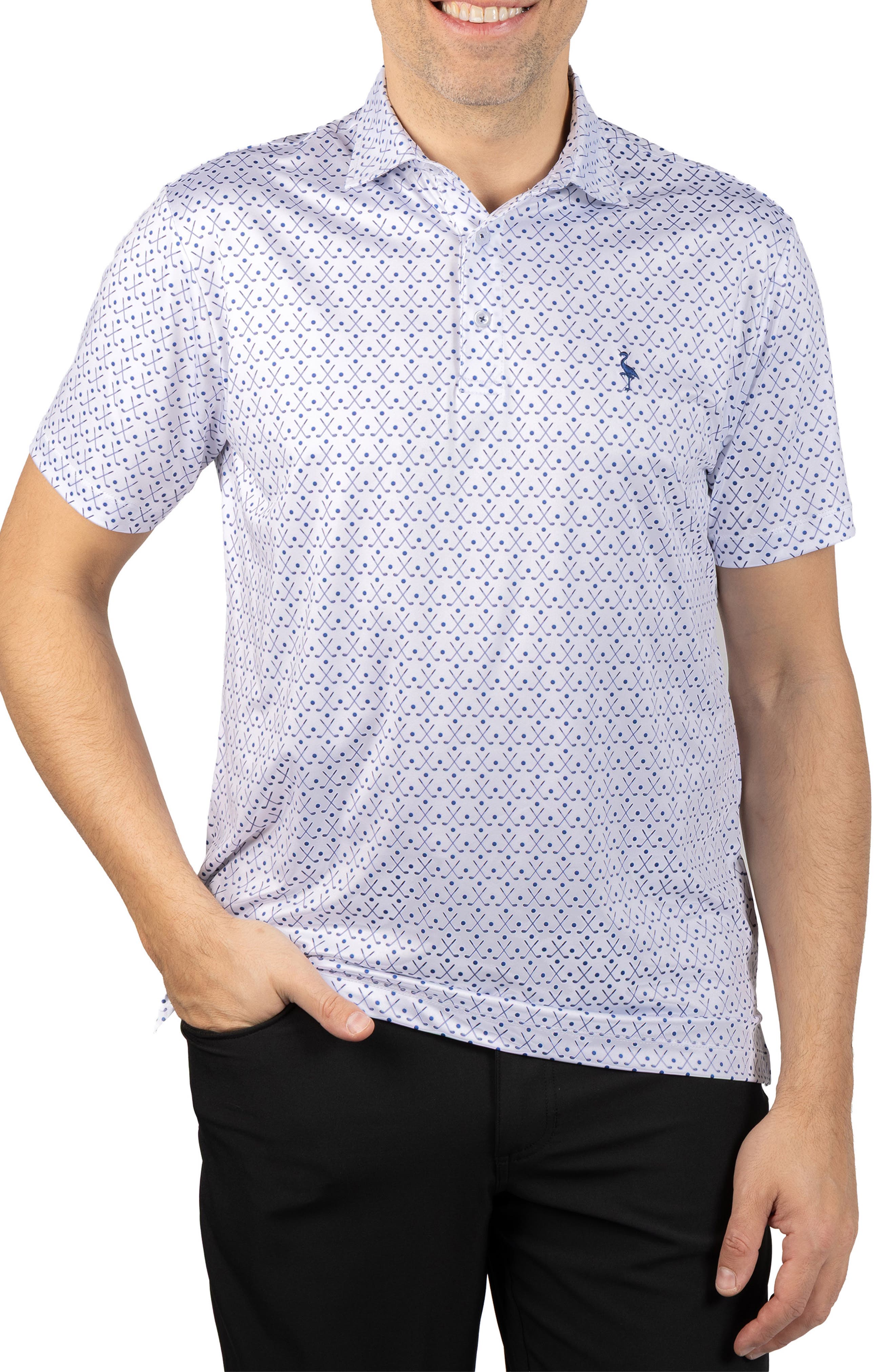 TailorByrd Golf Clubs Print Performance Polo