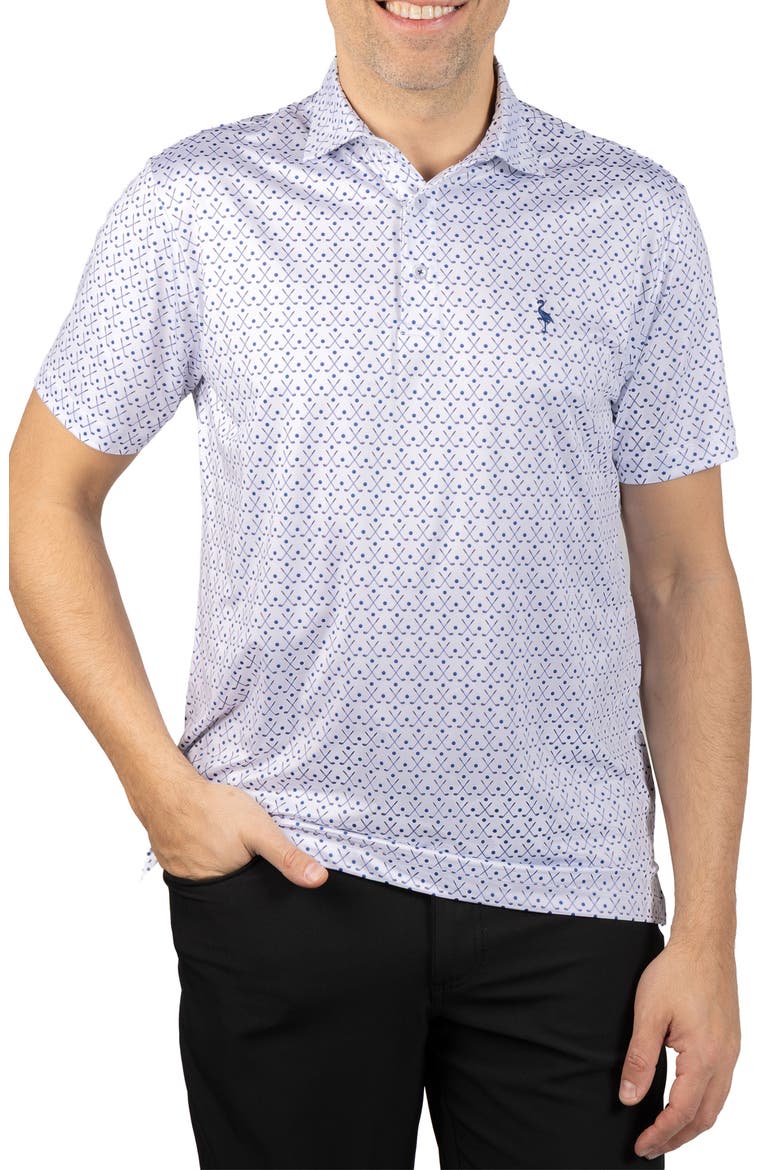Golf Clubs Print Performance Polo, Main, color, WHITE