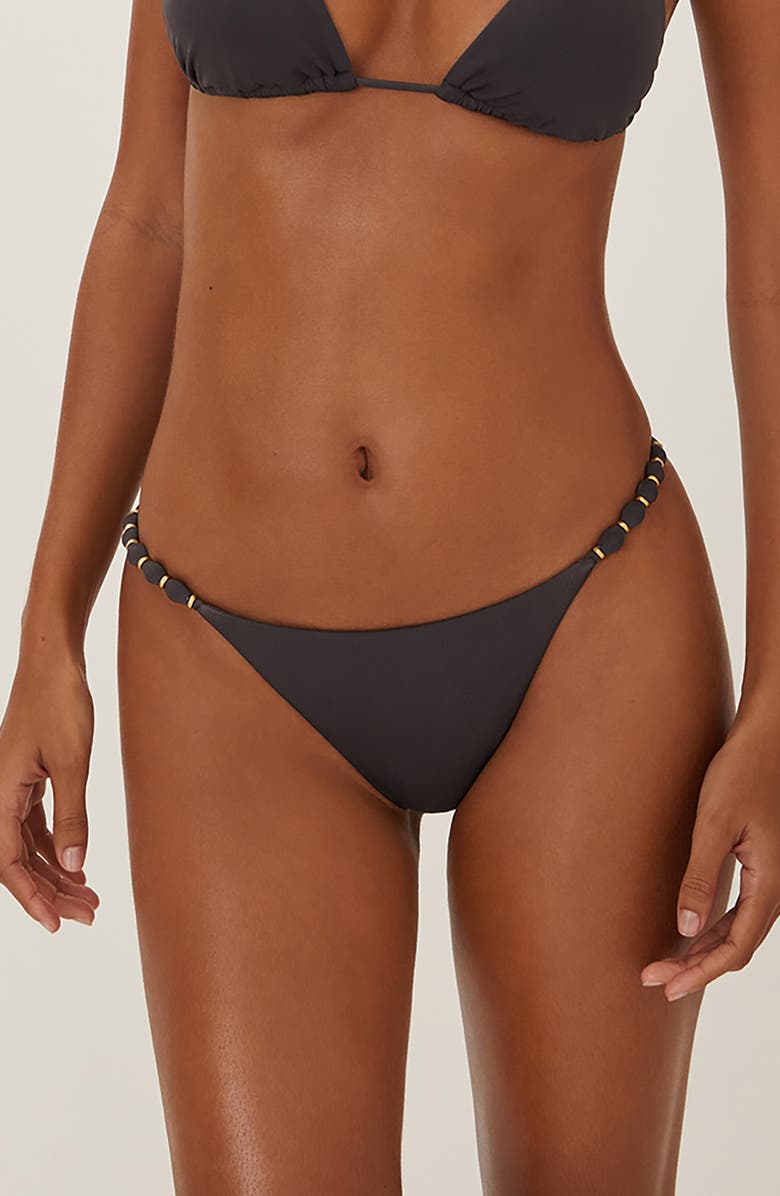 ViX Paula Hermanny Beaded Bikini Bottoms, Main, color, Grey