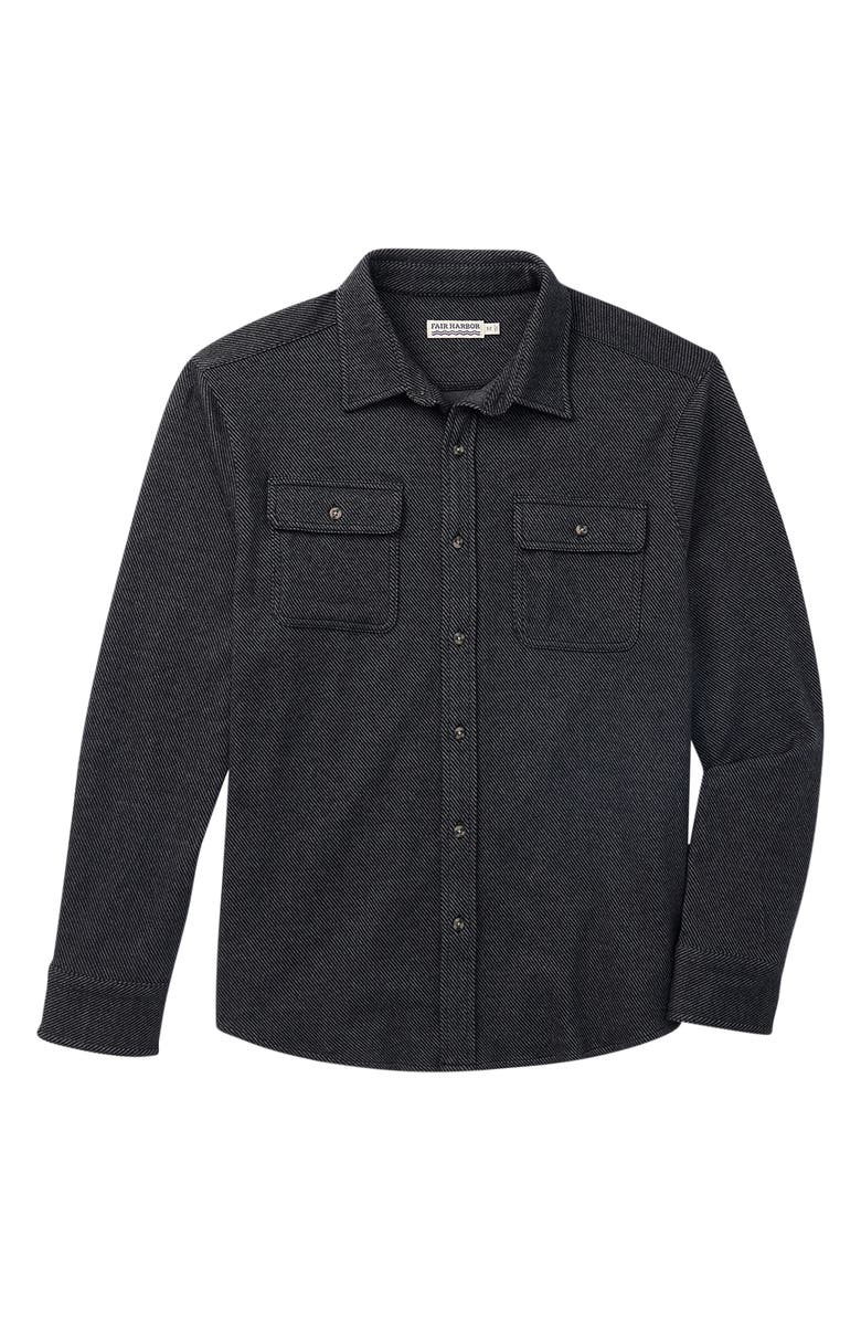 Fair Harbor Dunewood Stretch Flannel Button-Up Shirt, Alternate, color, Black Twill