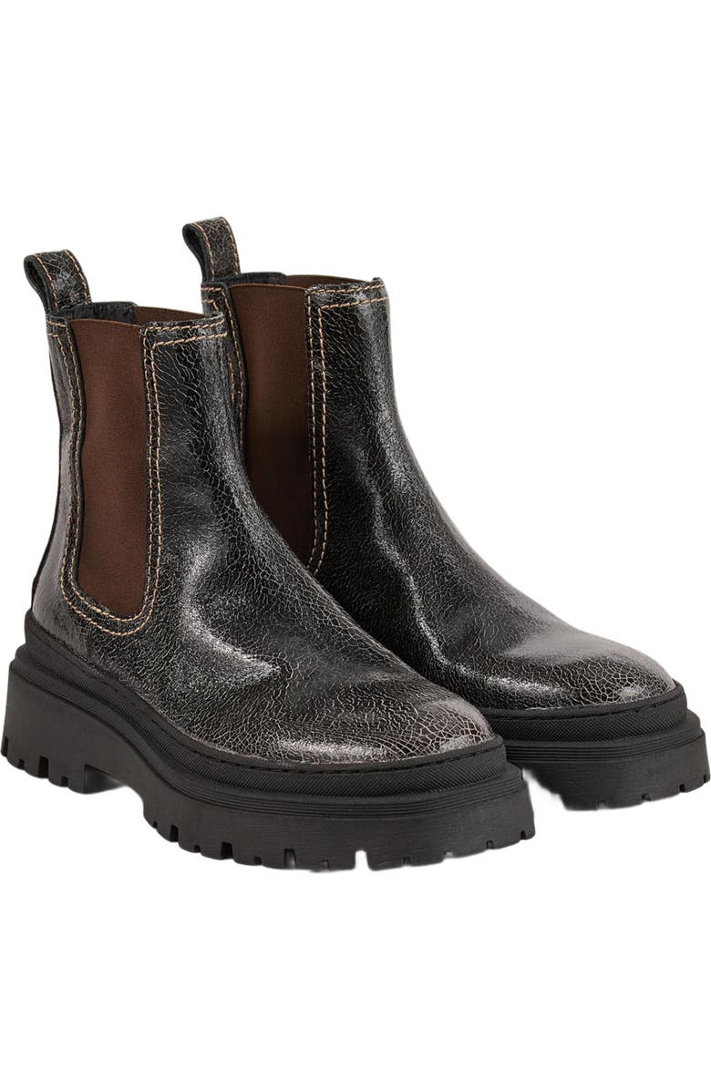 SANDRO Crackled leather Chelsea boots, Alternate, color,