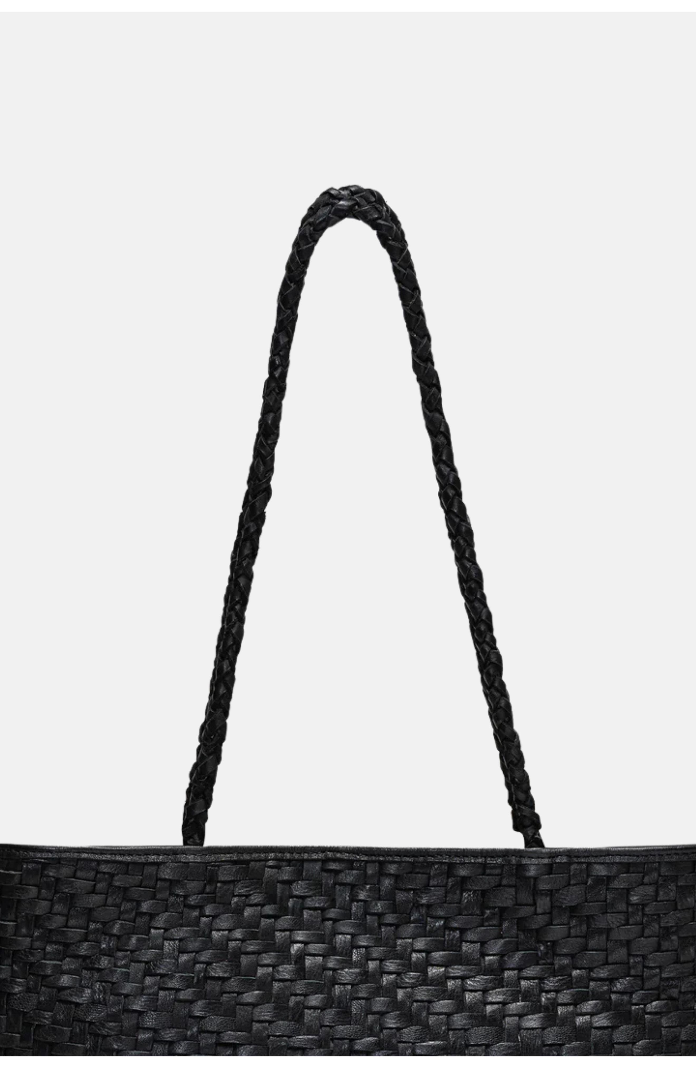 Ecotorie Lubbock Woven Leather Tote Bag, Alternate, color, Black