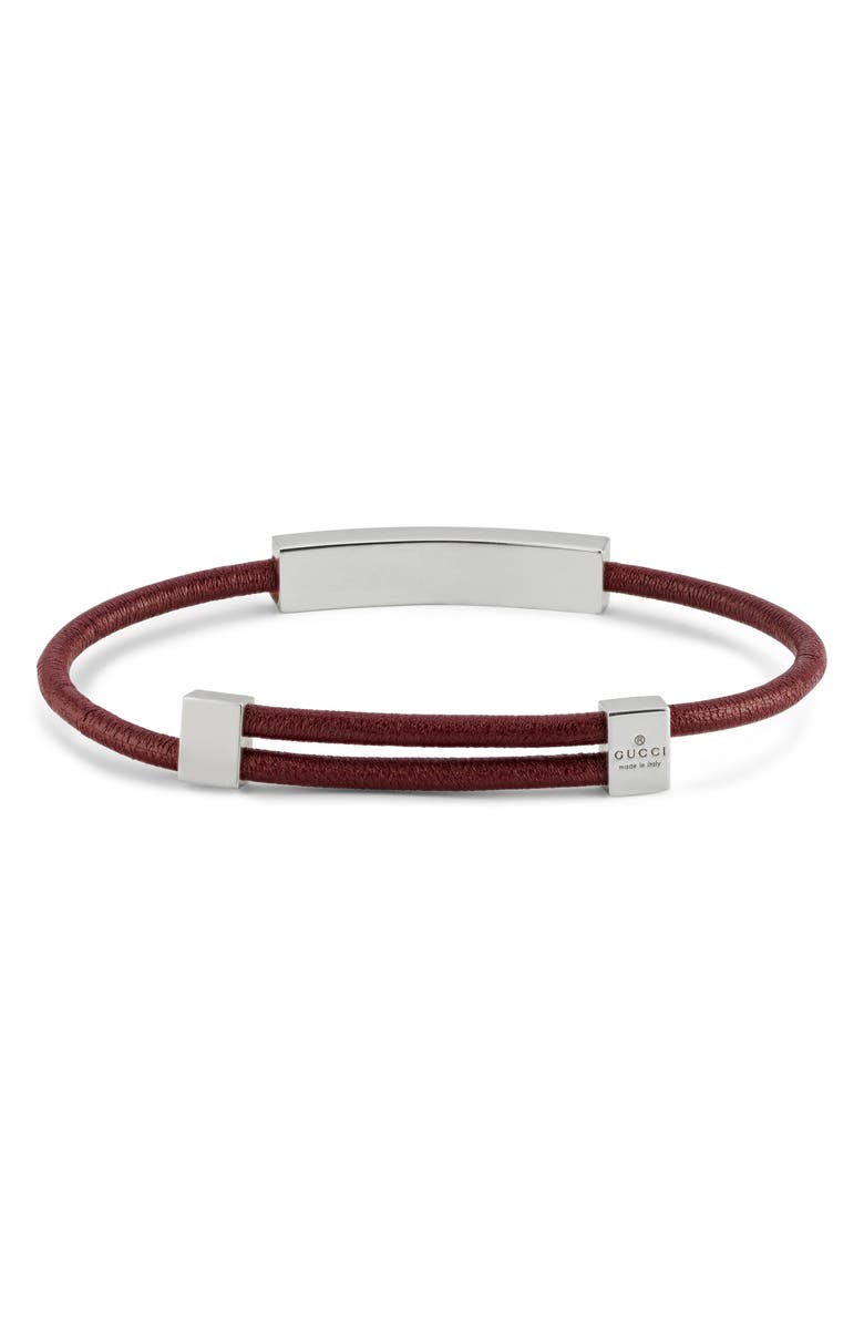 Gucci GG Tag Leather Bracelet, Alternate, color, 