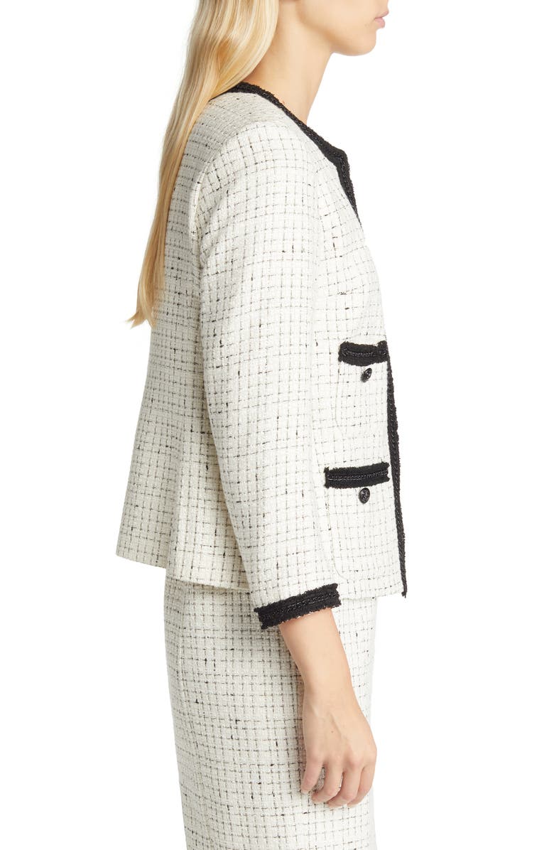 Anne Klein Fringe Tweed Jacket, Alternate, color,