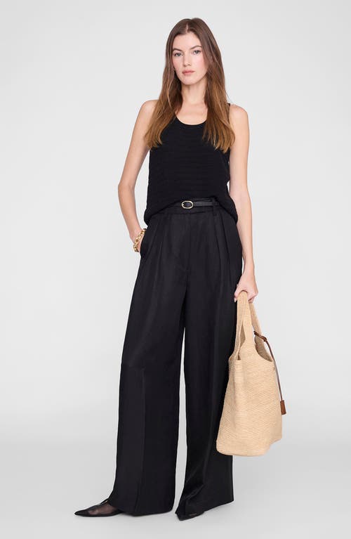 ANINE BING Lou Linen Blend Trouser in Black at Nordstrom, Size 34