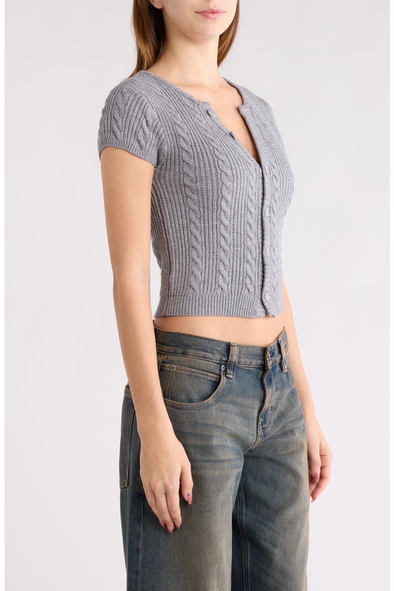 Liana Cable Cardigan, Alternate, color, HEATHER GREY