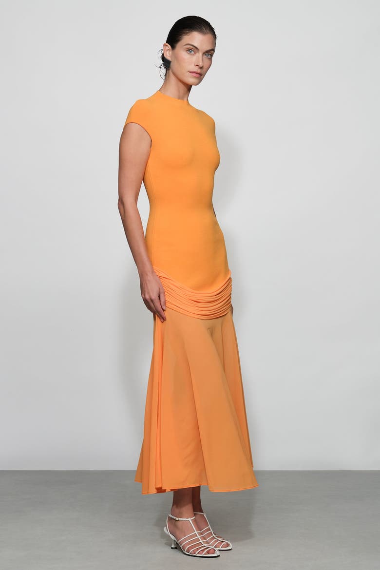 Nola Knit Combo Dress, Alternate, color, Tangerine