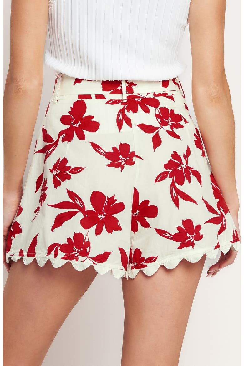 Floral Belted Cotton Shorts, Alternate, color, OFF WHITE/ RED