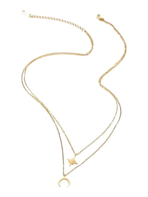 Moon and Star Layered Necklace