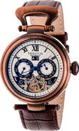 Heritor Automatic Ganzi Semi-Skeleton Leather-Band Watch